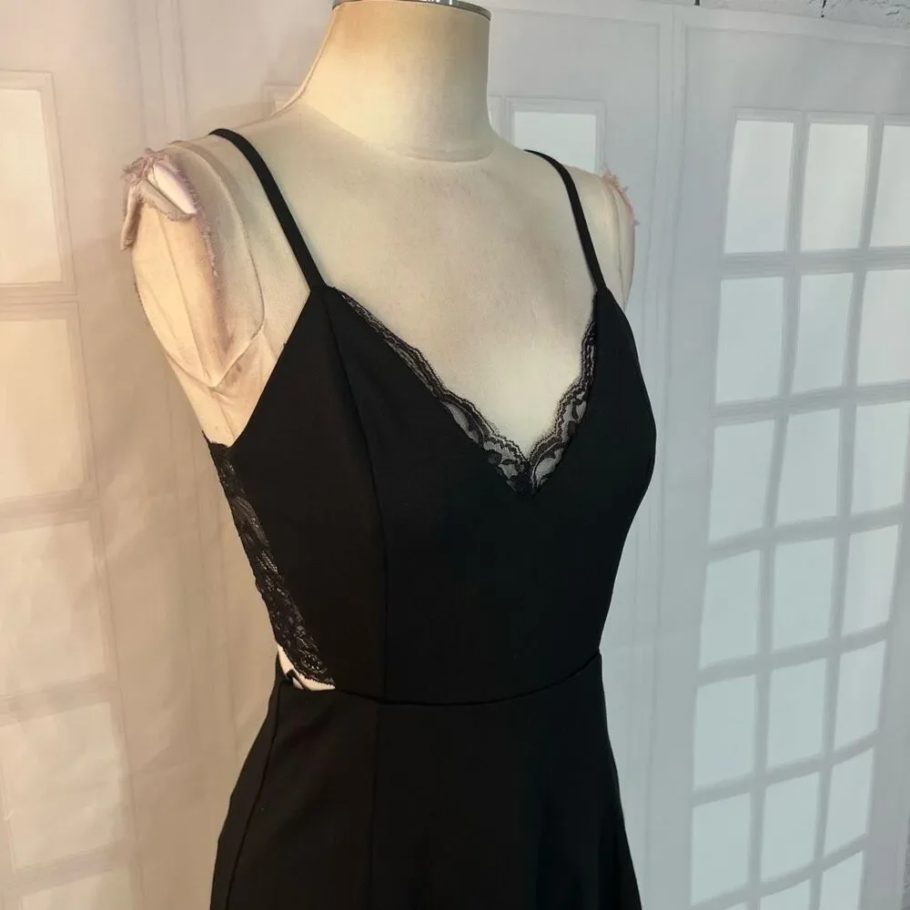 Lush Lulus Black Perfect Evening Lace Skater Mini Dress Small NWT - Picture 5 of 11